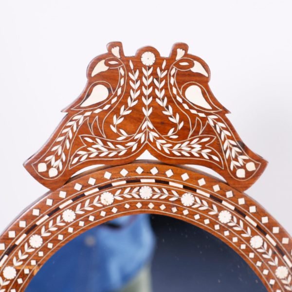 Anglo Indian Inlaid Vanity or Chevelle Mirror on Stand - Image 5