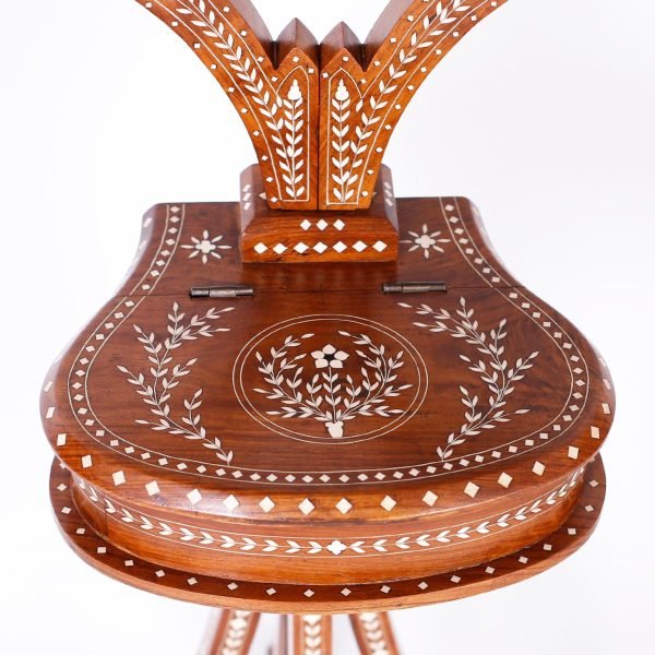 Anglo Indian Inlaid Vanity or Chevelle Mirror on Stand - Image 7