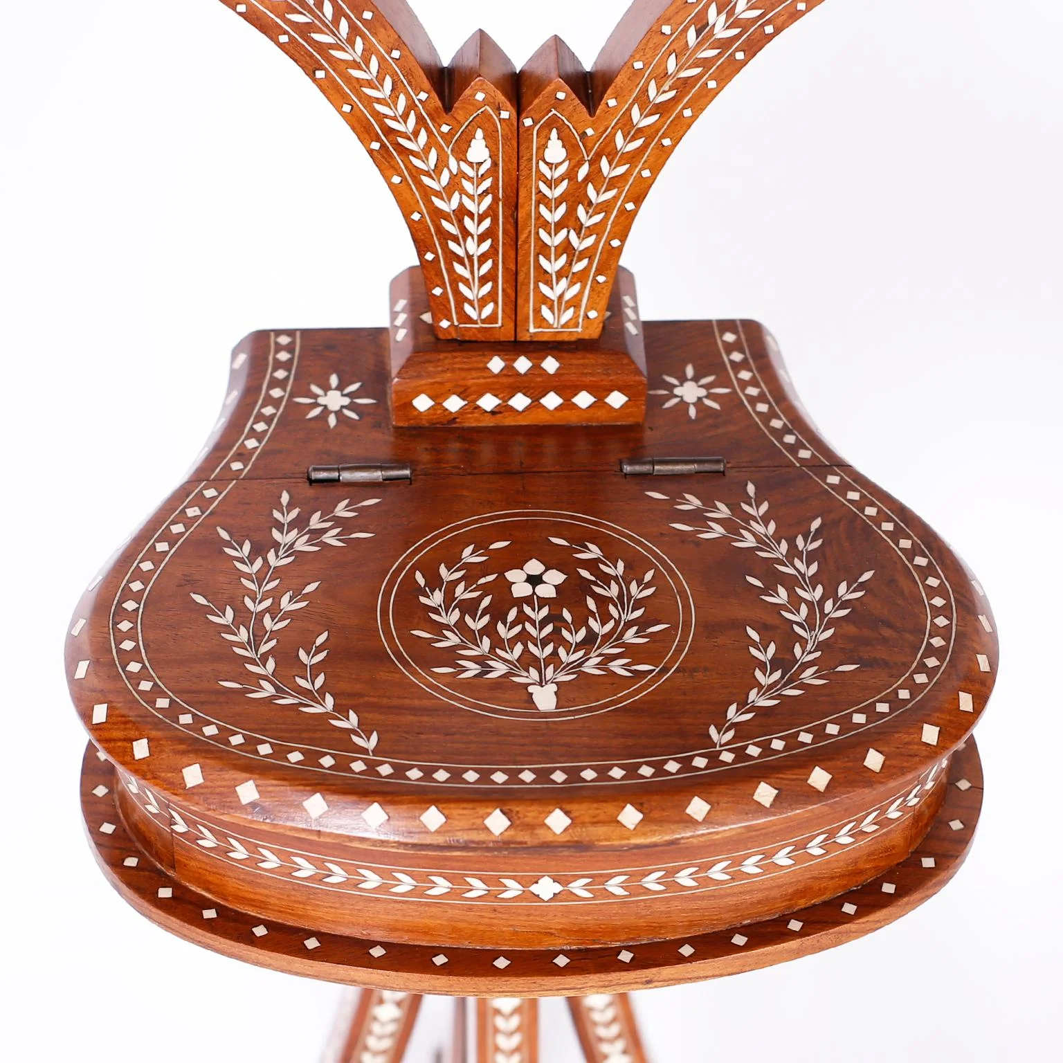 Anglo Indian Inlaid Vanity or Chevelle Mirror on Stand - Image 7