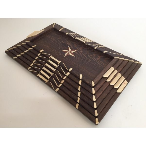 Antique Anglo-Indian Set of Six Staking Wood Trays with Bone Inlays - Image 3