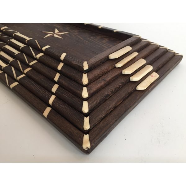 Antique Anglo-Indian Set of Six Staking Wood Trays with Bone Inlays - Image 2
