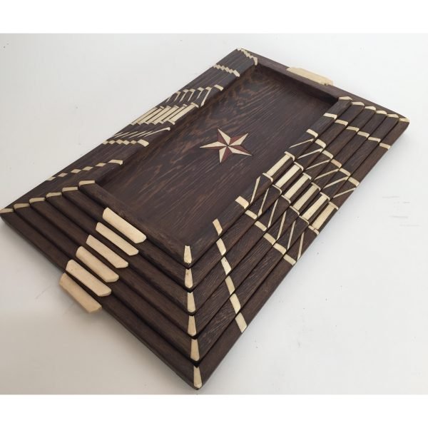 Antique Anglo-Indian Set of Six Staking Wood Trays with Bone Inlays - Image 1