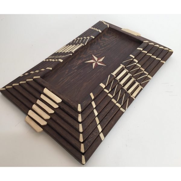 Antique Anglo-Indian Set of Six Staking Wood Trays with Bone Inlays