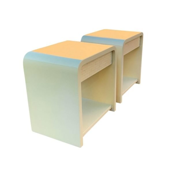 Enrique Garcel Pair Lacquer & Bone Side or End Tables, Night Stands Mid-Century - Image 5
