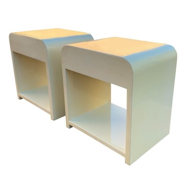 Enrique Garcel Pair Lacquer & Bone Side or End Tables, Night Stands Mid-Century - Image 3