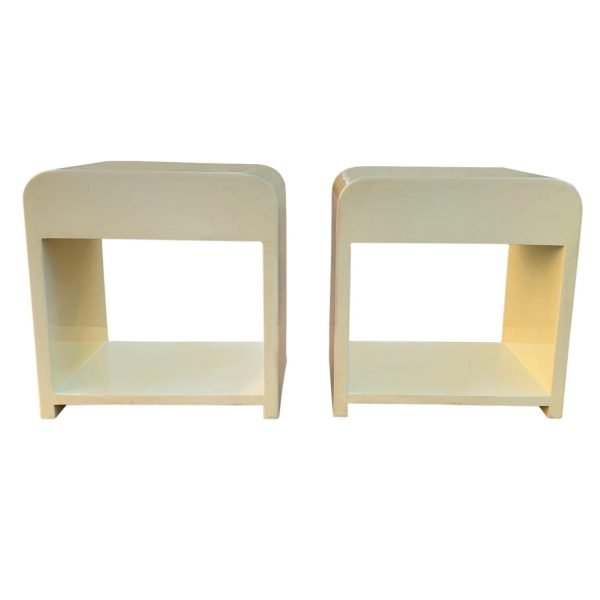 Enrique Garcel Pair Lacquer & Bone Side or End Tables, Night Stands Mid-Century - Image 6