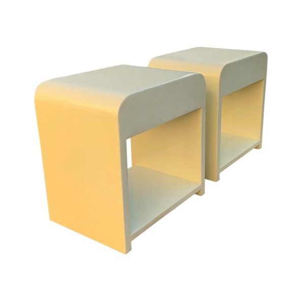 Enrique Garcel Pair Lacquer & Bone Side or End Tables, Night Stands Mid-Century - Image 7