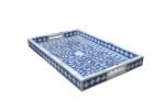 Royal Blue Floral Bone Inlay Tray - Image 3