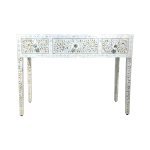 Bone Inlay White Floral Hall Table