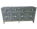 Black Floral Scroll Bone Inlay Chest - Image 4