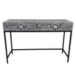 Navy Floral Bone Inlay Table