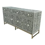 Black Floral Scroll Bone Inlay Chest