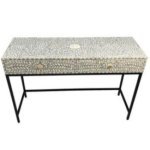 Floral Grey Bone Inlay Side Table