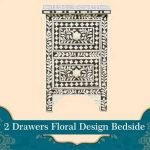 Bone Inlay 2 Drawers Floral Design Bedside Table