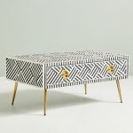 Bone Inlay Optical Design Coffee Table