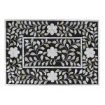 Bone Inlay 2 Drawers Floral Design Bedside Table - Image 4