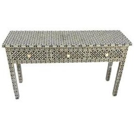 Black Geometric Bone Inlay Table