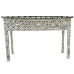 Black Geometric Bone Inlay Side Table