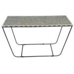 Bone Inlay Console Table - Black Geometric