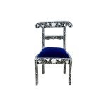 Mother of Pearl Inlay Chair - Black Floral