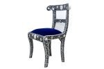 Mother of Pearl Inlay Chair - Black Floral - Image 2