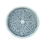 Grey Floral Round Bone Tray