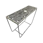 Black Floral Bone Inlay Console Table - Image 2