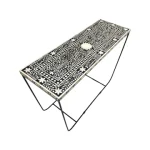 Black Floral Bone Inlay Console Table - Image 3