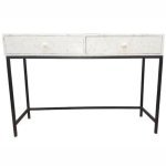 Bone Inlay 2 Drawer Side Table - White Floral