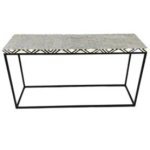 Bone Inlay Hall or Console Table - Black Zig Zag