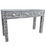 Floral Essence: Black Bone Inlay Table