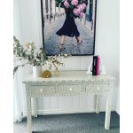 Bone Inlay 3 Drawer Hall Table or Side Table - Grey Geometric