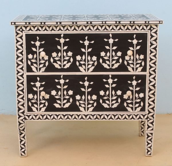 Bone Inlay Floral Nightstand - Image 2