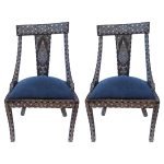 Beautiful Pair of 19th Century Anglo-Indian Inlay Chairs