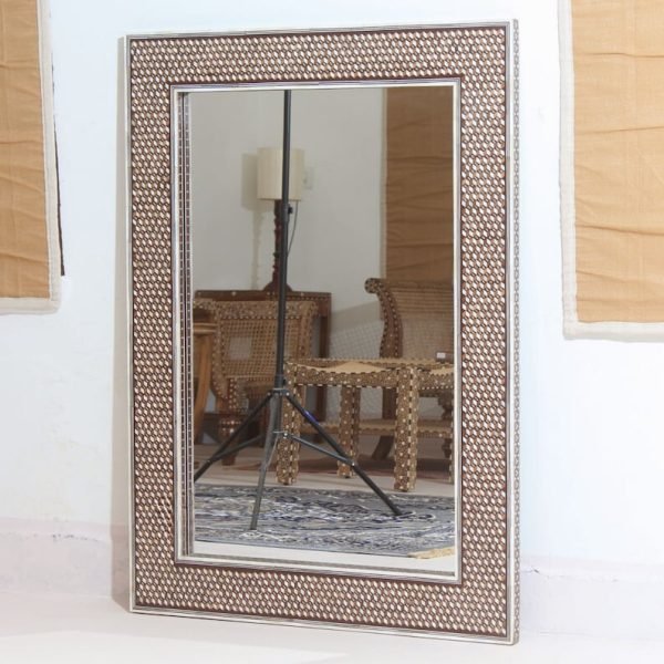 Antique Mother Of Pearl Mirror Frame: Stunning Handmade Wood Design - Image 5