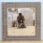 Bone Inlay Floral Design Mirror Frame Home Decorative Wall Framed - Image 4