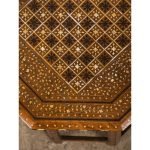 Camel Octagonal Inlayed Walnut Table: Vintage Elegance - Image 6