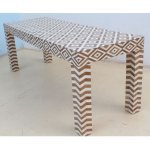 Elegant Bone Inlay Teak Wood Table - Image 2
