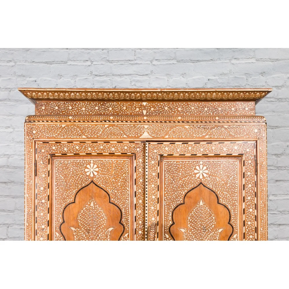 Bone Inlaid Vintage Wardrobe Cabinet - Image 15