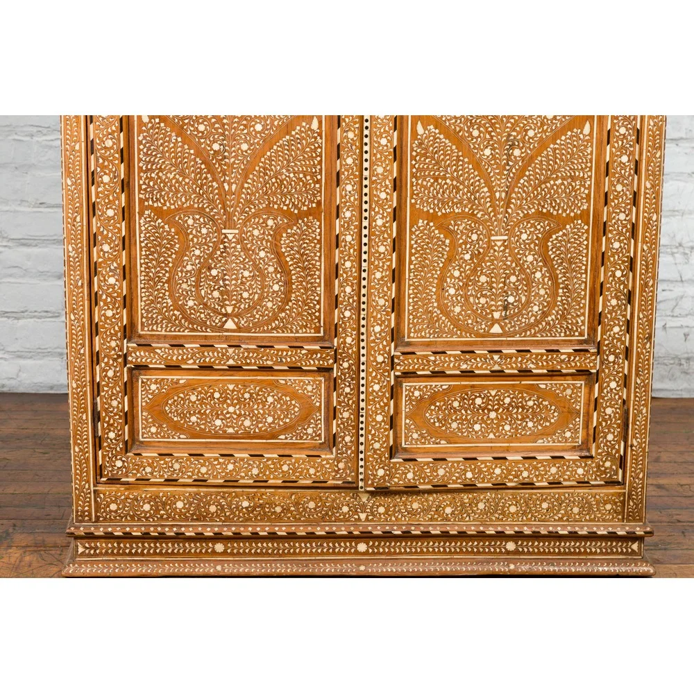 Bone Inlaid Vintage Wardrobe Cabinet - Image 12