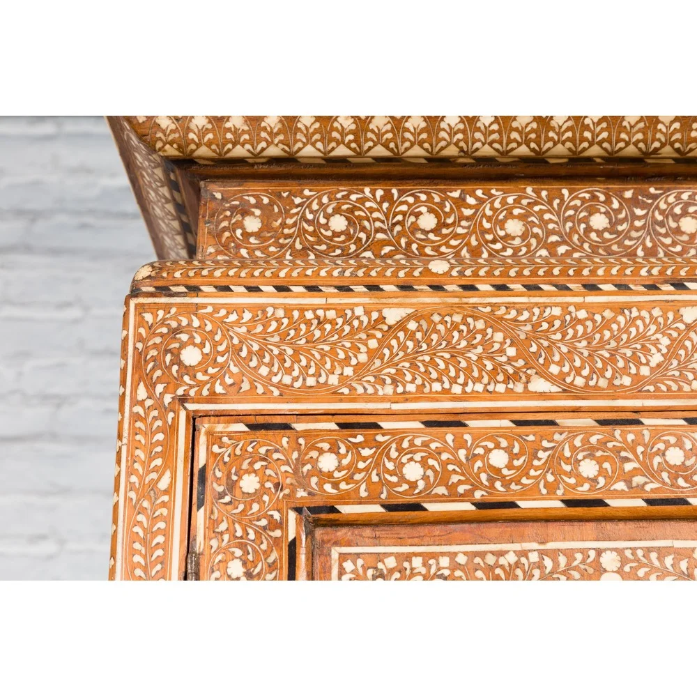 Bone Inlaid Vintage Wardrobe Cabinet - Image 11