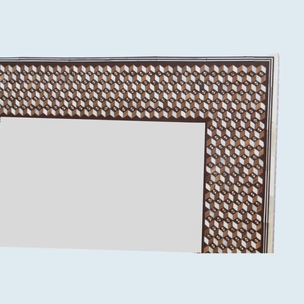 Antique Mother Of Pearl Mirror Frame: Stunning Handmade Wood Design - Image 3