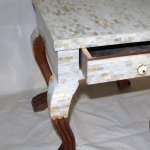 Coffee Table Mother Of Pearl Franchi Legs 1 Drawer Bedside Table End Table Side Table / Modern Furniture / Bedside / Side table - Image 5