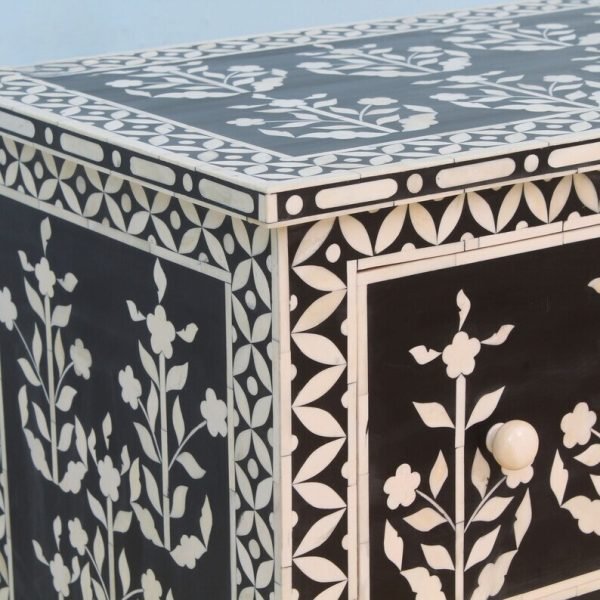 Bone Inlay Floral Nightstand - Image 5