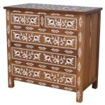 Floral Mosaic 5-Drawer Bone Inlay Chest - Image 2
