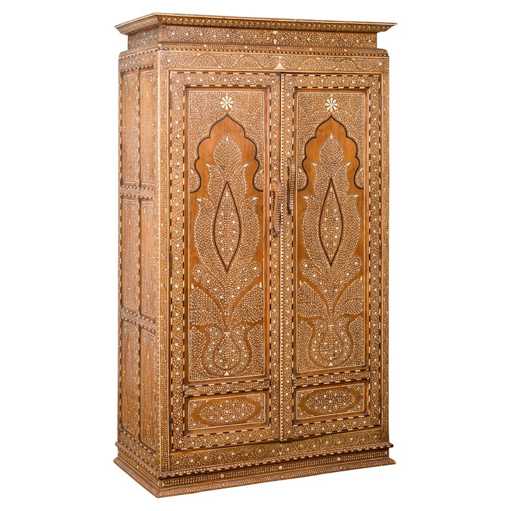 f_26806352_1641557452112_bg_processed Bone Inlaid Vintage Wardrobe Cabinet - Image 1