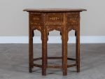 Octagonal Bone Inlay Walnut Table - Image 2