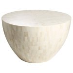 Round Coffee Table with Bone Marquetry on Wood, Half Moon - Image 2