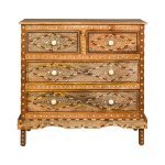 Anglo-Indian Style Mango Wood Four-Drawer Chest with Foliage Themed Bone Inlay - Image 2