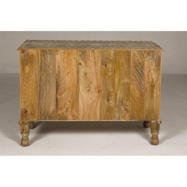 Anglo-Indian Style Mango Wood Buffet with Geometric Bone Inlay - Image 7